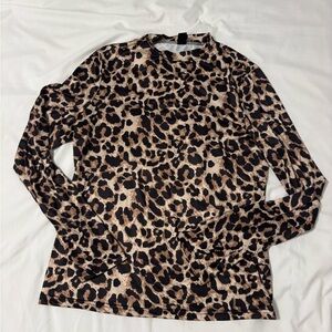 SHEIN Fitted Leopard Print Long Sleeve Top